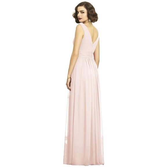 Dessy Collection Sleeveless Draped Chiffon Maxi Dress With Front Slit - Picture 2 of 10